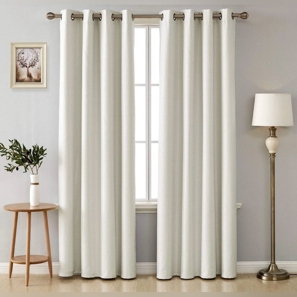 Deconovo Blackout Curtains Light Grey Room Darkening Silver Grommets Set 2 panel